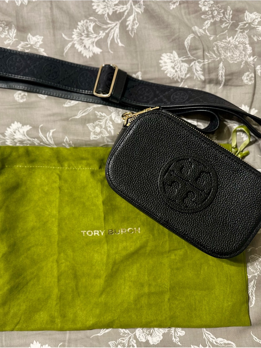 Tory Burch Black Pebbled Miller Leather Crossbody